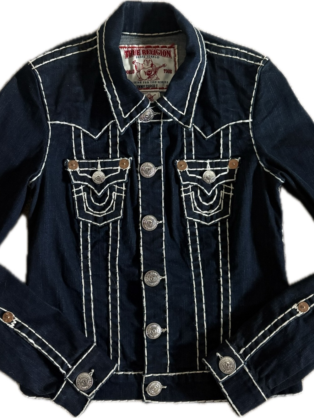 Vintage Y2K True Religion Jimmy Super T Thick Dark Wash Contrast Size S